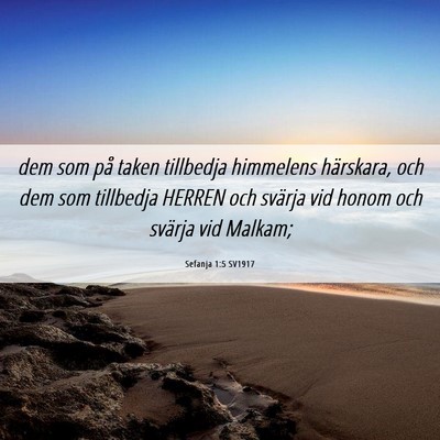 Picture 06 - Sefanja 1:5 SV1917 - dem som på taken tillbedja himmelens härskara, - Bible Verse Picture