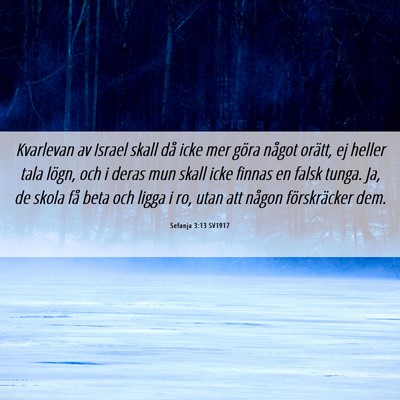 Picture 06 - Sefanja 3:13 SV1917 - Kvarlevan av Israel skall då icke mer göra - Bible Verse Picture