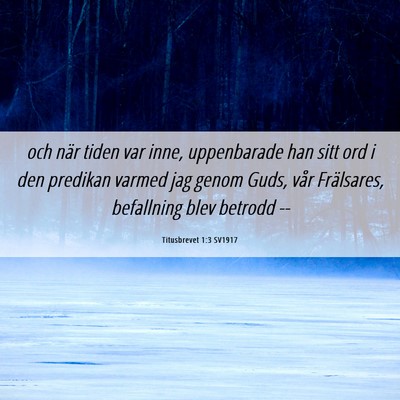 Picture 06 - Titusbrevet 1:3 SV1917 - och när tiden var inne, uppenbarade han sitt ord - Bible Verse Picture