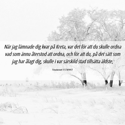 Picture 06 - Titusbrevet 1:5 SV1917 - När jag lämnade dig kvar på Kreta, var det - Bible Verse Picture