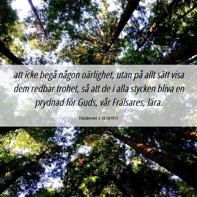 Picture 06 - Titusbrevet 2:10 SV1917 - att icke begå någon oärlighet, utan på allt - Bible Verse Picture