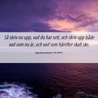 Picture 06 - Uppenbarelseboken 1:19 SV1917 - Så skriv nu upp, vad du har sett, och skriv upp - Bible Verse Picture