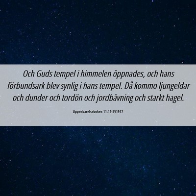Picture 06 - Uppenbarelseboken 11:19 SV1917 - Och Guds tempel i himmelen öppnades, och hans - Bible Verse Picture