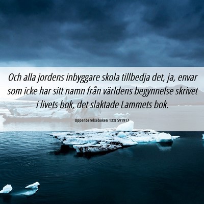 Picture 06 - Uppenbarelseboken 13:8 SV1917 - Och alla jordens inbyggare skola tillbedja det, - Bible Verse Picture