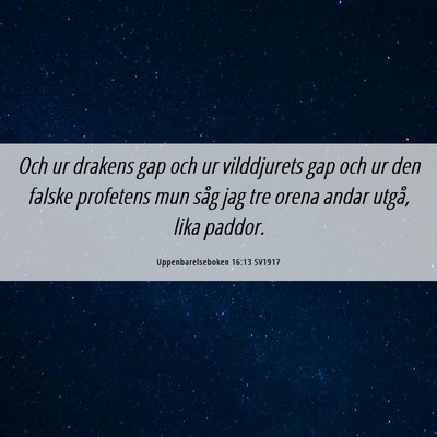 Picture 06 - Uppenbarelseboken 16:13 SV1917 - Och ur drakens gap och ur vilddjurets gap och ur - Bible Verse Picture
