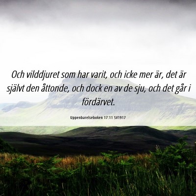 Picture 06 - Uppenbarelseboken 17:11 SV1917 - Och vilddjuret som har varit, och icke mer är, - Bible Verse Picture