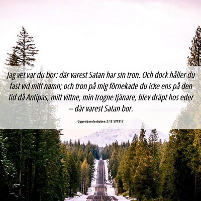 Picture 06 - Uppenbarelseboken 2:13 SV1917 - Jag vet var du bor: där varest Satan har sin - Bible Verse Picture