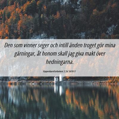 Picture 06 - Uppenbarelseboken 2:26 SV1917 - Den som vinner seger och intill änden troget - Bible Verse Picture