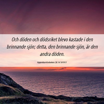 Picture 06 - Uppenbarelseboken 20:14 SV1917 - Och döden och dödsriket blevo kastade i den - Bible Verse Picture