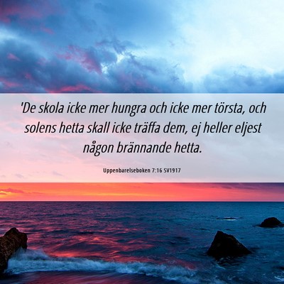 Picture 06 - Uppenbarelseboken 7:16 SV1917 - 'De skola icke mer hungra och icke mer törsta, - Bible Verse Picture