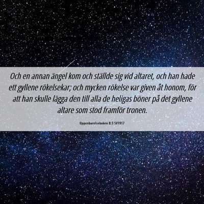 Picture 06 - Uppenbarelseboken 8:3 SV1917 - Och en annan ängel kom och ställde sig vid - Bible Verse Picture