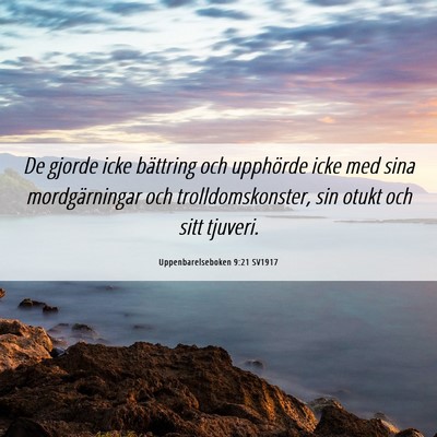 Picture 06 - Uppenbarelseboken 9:21 SV1917 - De gjorde icke bättring och upphörde icke med - Bible Verse Picture