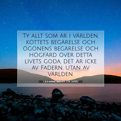 Picture 07 - 1 Johannesbrevet 2:16 SV1917 - Ty allt som är i världen, köttets begärelse - Bible Verse Picture
