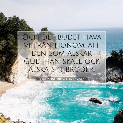 Picture 07 - 1 Johannesbrevet 4:21 SV1917 - Och det budet hava vi från honom, att den som - Bible Verse Picture