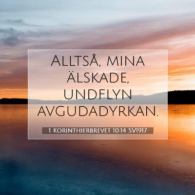 Picture 07 - 1 Korinthierbrevet 10:14 SV1917 - Alltså, mina älskade, undflyn - Bible Verse Picture