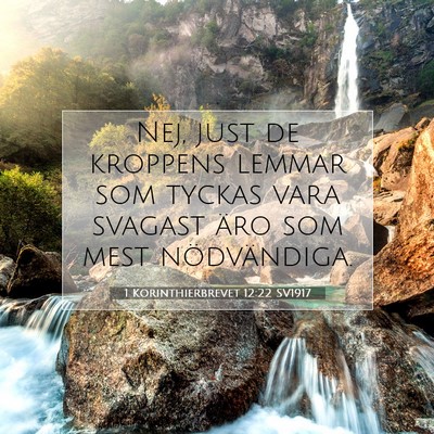 Picture 07 - 1 Korinthierbrevet 12:22 SV1917 - Nej, just de kroppens lemmar som tyckas vara - Bible Verse Picture