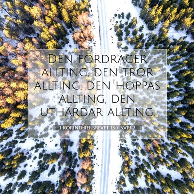 Picture 07 - 1 Korinthierbrevet 13:7 SV1917 - Den fördrager allting, den tror allting, den - Bible Verse Picture