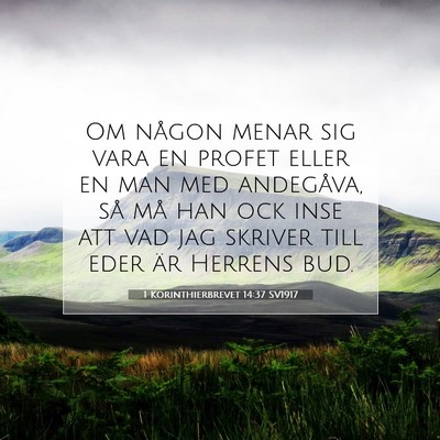 Picture 07 - 1 Korinthierbrevet 14:37 SV1917 - Om någon menar sig vara en profet eller en man - Bible Verse Picture