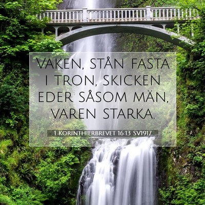 Picture 07 - 1 Korinthierbrevet 16:13 SV1917 - Vaken, stån fasta i tron, skicken eder såsom - Bible Verse Picture