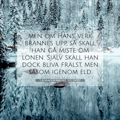 Picture 07 - 1 Korinthierbrevet 3:15 SV1917 - men om hans verk brännes upp, så skall han gå - Bible Verse Picture