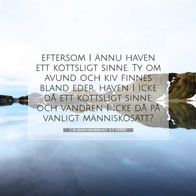 Picture 07 - 1 Korinthierbrevet 3:3 SV1917 - eftersom I ännu haven ett köttsligt sinne. Ty - Bible Verse Picture