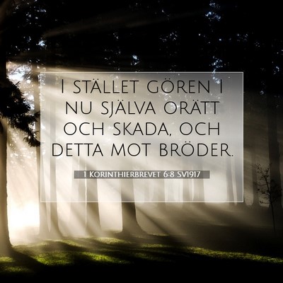 Picture 07 - 1 Korinthierbrevet 6:8 SV1917 - I stället gören I nu själva orätt och skada, - Bible Verse Picture