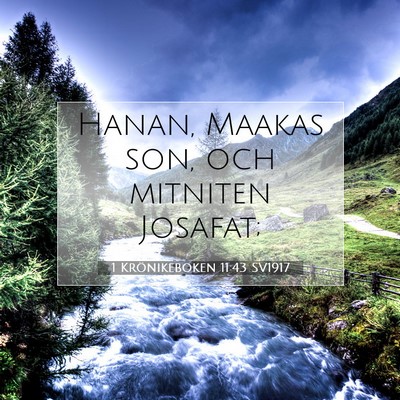 Picture 07 - 1 Krönikeboken 11:43 SV1917 - Hanan, Maakas son, och mitniten - Bible Verse Picture