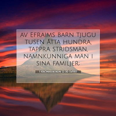 Picture 07 - 1 Krönikeboken 12:30 SV1917 - av Efraims barn tjugu tusen åtta hundra, tappra - Bible Verse Picture