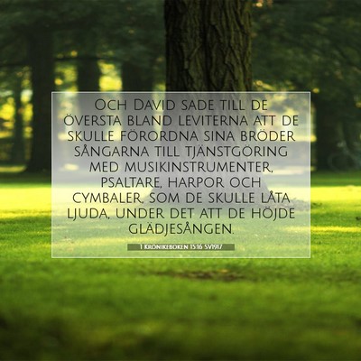 Picture 07 - 1 Krönikeboken 15:16 SV1917 - Och David sade till de översta bland leviterna - Bible Verse Picture