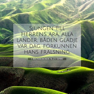 Picture 07 - 1 Krönikeboken 16:23 SV1917 - Sjungen till HERRENS ära, alla länder, båden - Bible Verse Picture