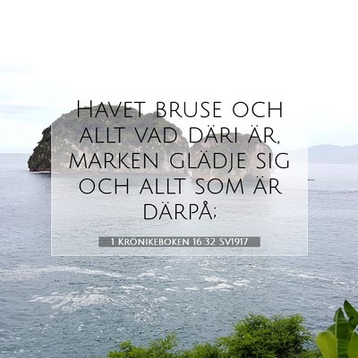 Picture 07 - 1 Krönikeboken 16:32 SV1917 - Havet bruse och allt vad däri är, marken - Bible Verse Picture