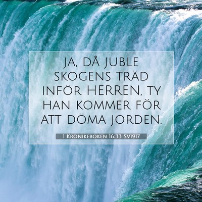 Picture 07 - 1 Krönikeboken 16:33 SV1917 - ja, då juble skogens träd inför HERREN, ty han - Bible Verse Picture