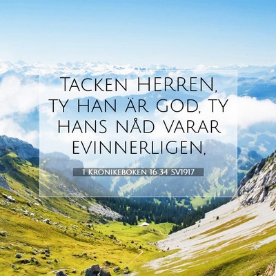 Picture 07 - 1 Krönikeboken 16:34 SV1917 - Tacken HERREN, ty han är god, ty hans nåd varar - Bible Verse Picture