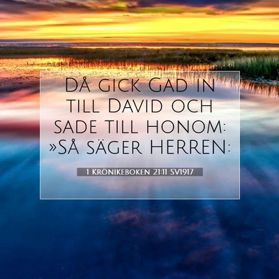 Picture 07 - 1 Krönikeboken 21:11 SV1917 - Då gick Gad in till David och sade till honom: - Bible Verse Picture