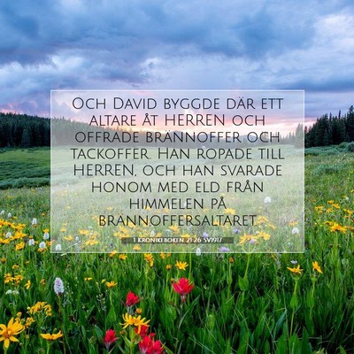 Picture 07 - 1 Krönikeboken 21:26 SV1917 - Och David byggde där ett altare åt HERREN och - Bible Verse Picture