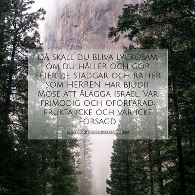 Picture 07 - 1 Krönikeboken 22:13 SV1917 - Då skall du bliva lyckosam, om du håller och - Bible Verse Picture