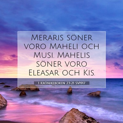 Picture 07 - 1 Krönikeboken 23:21 SV1917 - Meraris söner voro Maheli och Musi. Mahelis - Bible Verse Picture