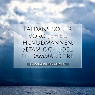 Picture 07 - 1 Krönikeboken 23:8 SV1917 - Laedans söner voro Jehiel, huvudmannen, Setam - Bible Verse Picture