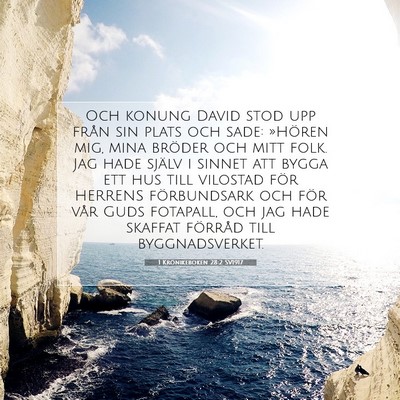 Picture 07 - 1 Krönikeboken 28:2 SV1917 - Och konung David stod upp från sin plats och - Bible Verse Picture