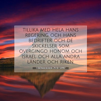 Picture 07 - 1 Krönikeboken 29:30 SV1917 - tillika med hela hans regering och hans bedrifter - Bible Verse Picture