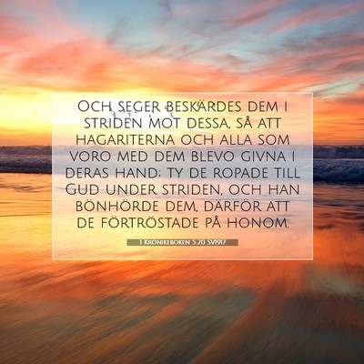 Picture 07 - 1 Krönikeboken 5:20 SV1917 - Och seger beskärdes dem i striden mot dessa, så - Bible Verse Picture
