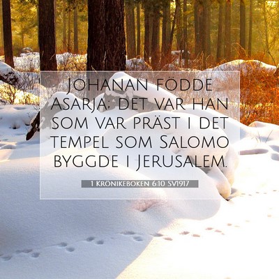 Picture 07 - 1 Krönikeboken 6:10 SV1917 - Johanan födde Asarja; det var han som var präst - Bible Verse Picture