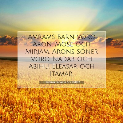 Picture 07 - 1 Krönikeboken 6:3 SV1917 - Amrams barn voro Aron, Mose och Mirjam. Arons - Bible Verse Picture
