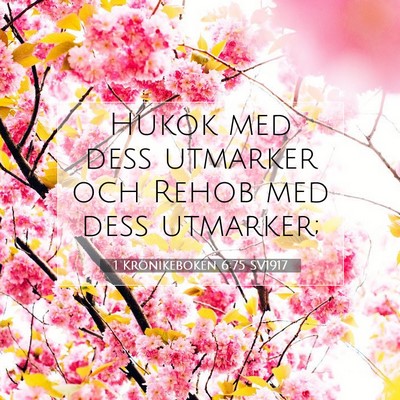 Picture 07 - 1 Krönikeboken 6:75 SV1917 - Hukok med dess utmarker och Rehob med dess - Bible Verse Picture