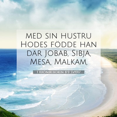 Picture 07 - 1 Krönikeboken 8:9 SV1917 - med sin hustru Hodes födde han där Jobab, - Bible Verse Picture