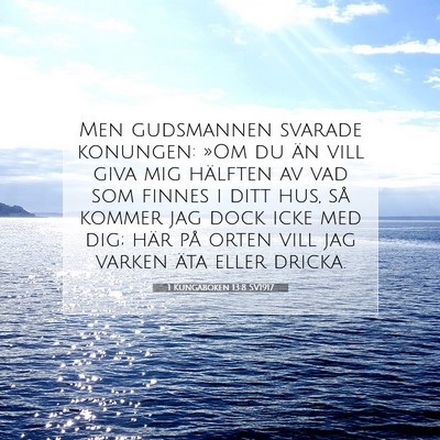 Picture 07 - 1 Kungaboken 13:8 SV1917 - Men gudsmannen svarade konungen: »Om du än vill - Bible Verse Picture