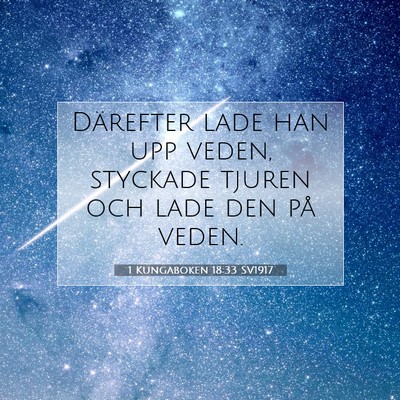Picture 07 - 1 Kungaboken 18:33 SV1917 - Därefter lade han upp veden, styckade tjuren och - Bible Verse Picture