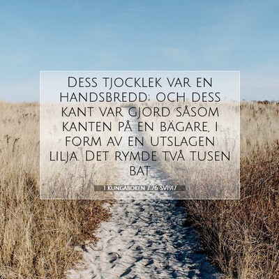 Picture 07 - 1 Kungaboken 7:26 SV1917 - Dess tjocklek var en handsbredd; och dess kant - Bible Verse Picture