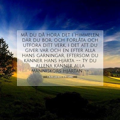 Picture 07 - 1 Kungaboken 8:39 SV1917 - må du då höra det i himmelen, där du bor, och - Bible Verse Picture