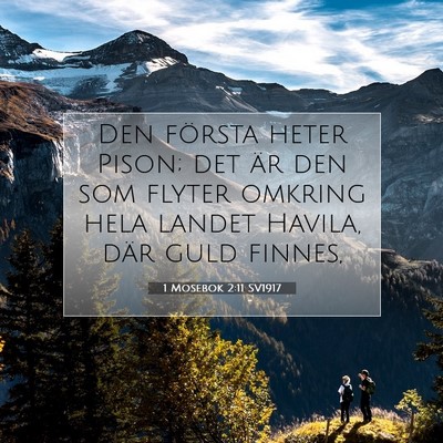 Picture 07 - 1 Mosebok 2:11 SV1917 - Den första heter Pison; det är den som flyter - Bible Verse Picture